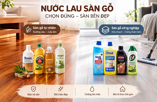 nước lau sàn gỗ tự nhiên và sàn gỗ công nghiệp