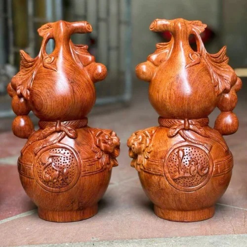 Cặp hồ lô hút tài lộc gỗ hương