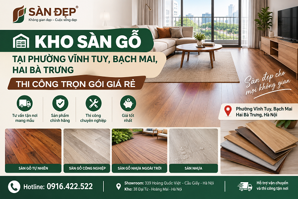 Kho sàn gỗ, sàn nhựa tại Hai Bà Trưng