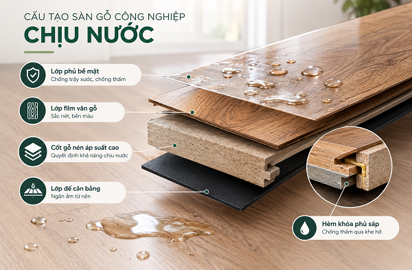 Cấu tạo sàn gỗ chịu nước