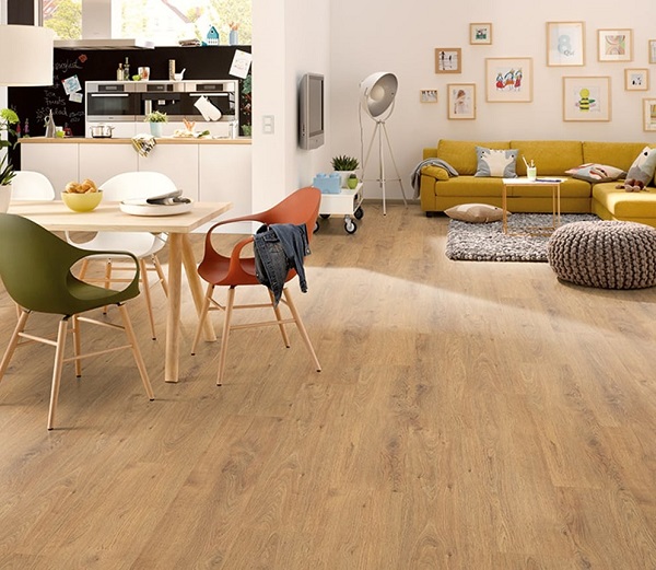 Sàn gỗ công nghiệp lát phòng khách đẹp