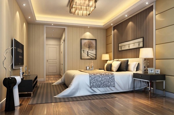 Sàn gỗ lát phòng ngủ sang trọng hiện đại