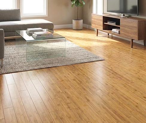 Sàn gỗ Tre ép ngang lát phòng khách đẹp