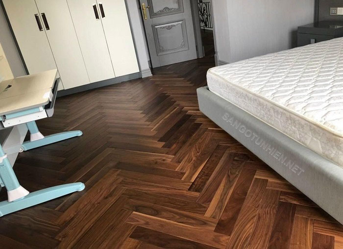 Sàn gỗ xương cá Óc Chó đẹp