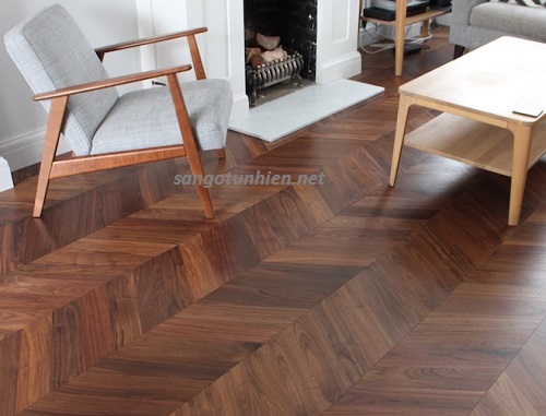 Ván sàn gỗ Óc chó lắp kiểu chữ V