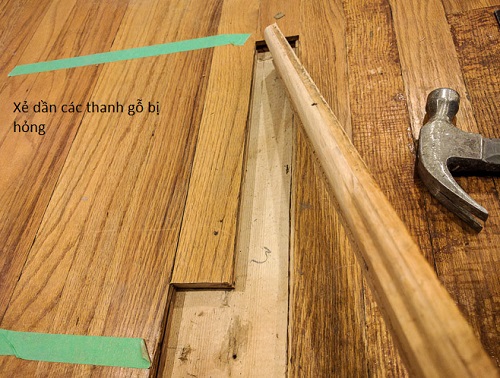 xẻ thanh sàn gỗ bị hỏng